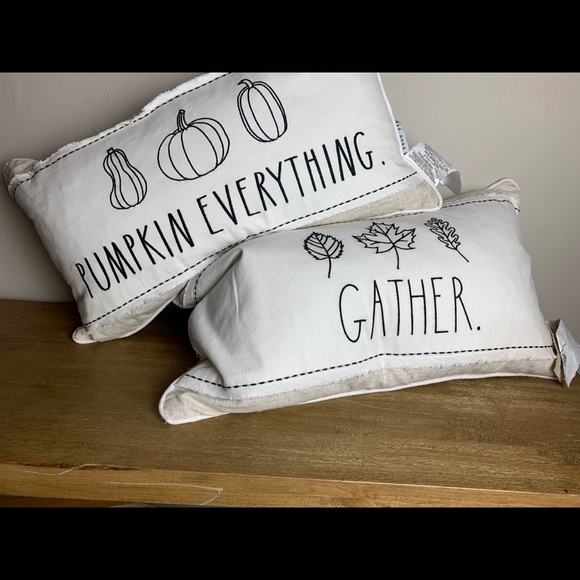 Rae Dunn pumpkin everything & gather pillows - Picture 1 of 4
